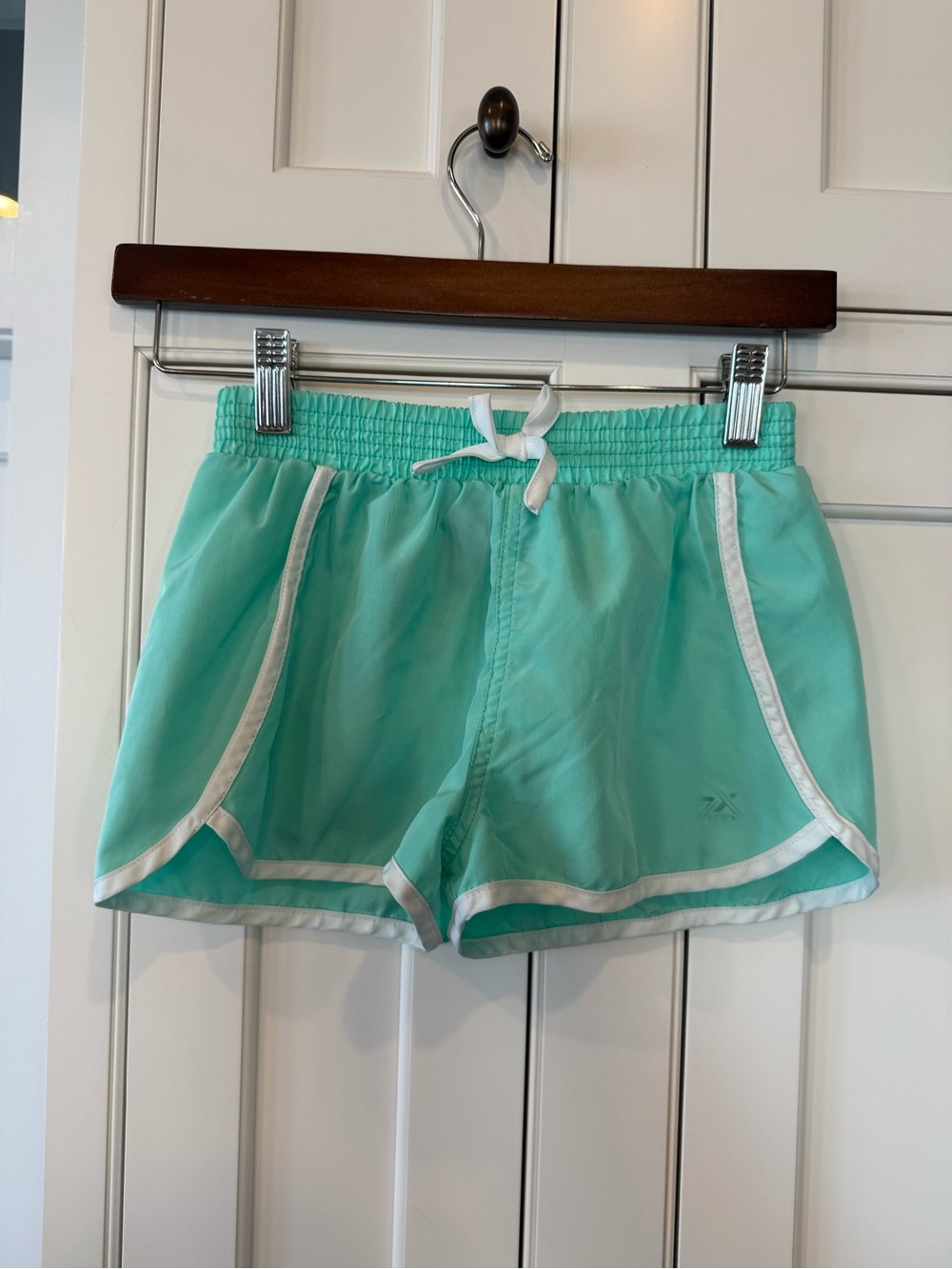 Aqua Girls Athletic Shorts with White Trim